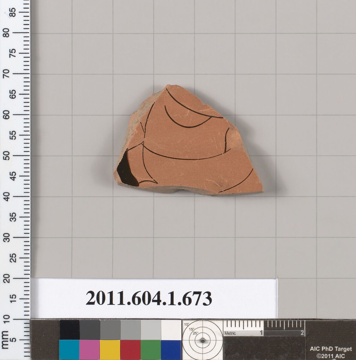 Terracotta fragment of a kylix (drinking cup), Terracotta, Greek, Attic 