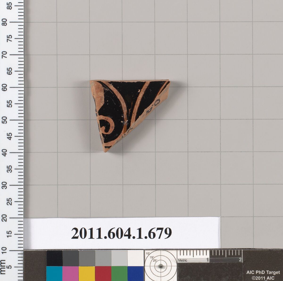 Terracotta fragment of a kylix (drinking cup), Terracotta, Greek, Attic