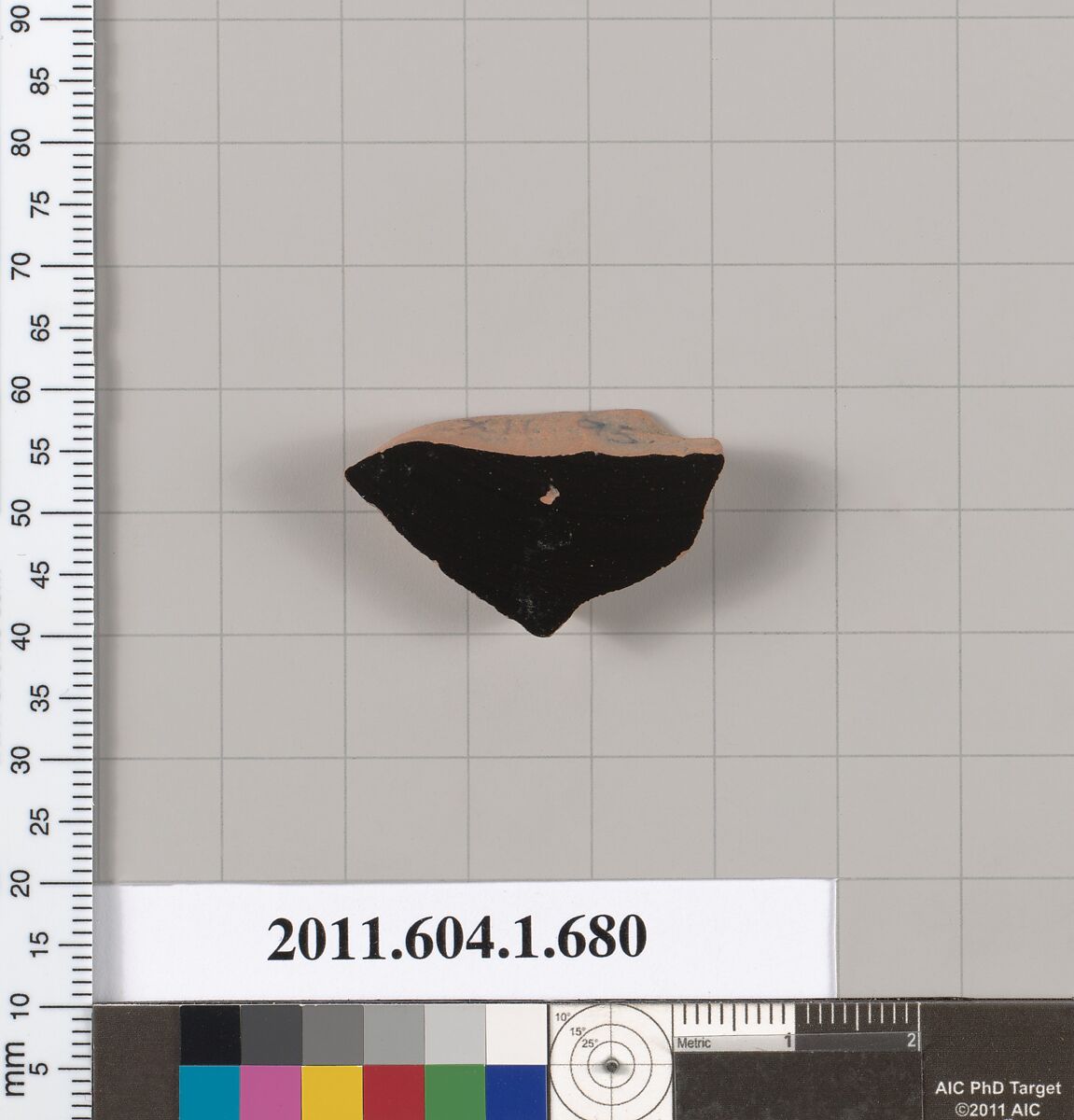 Terracotta fragment of a kylix (drinking cup), Terracotta, Greek, Attic