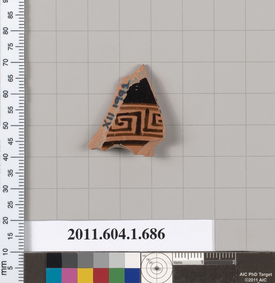 Terracotta fragment of a kylix (drinking cup), Terracotta, Greek, Attic 