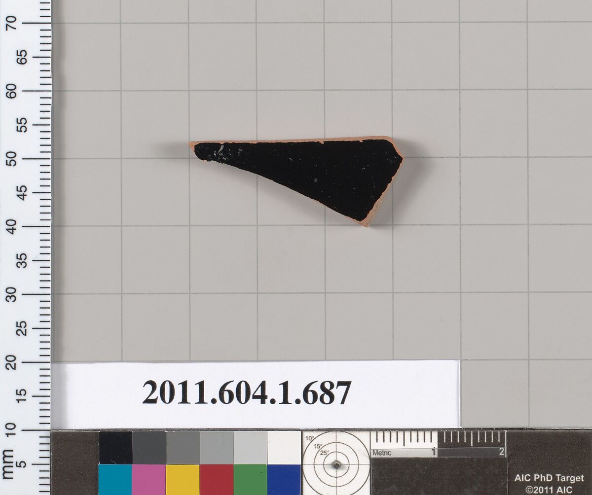 Terracotta fragment of a kylix (drinking cup), Terracotta, Greek, Attic