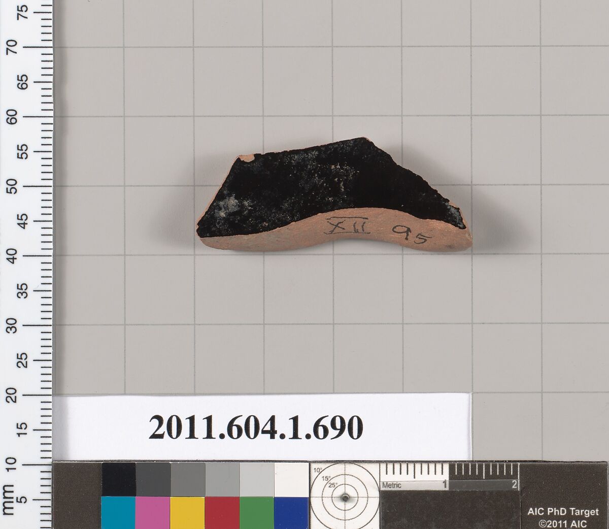 Terracotta fragment of a kylix (drinking cup), Terracotta, Greek, Attic