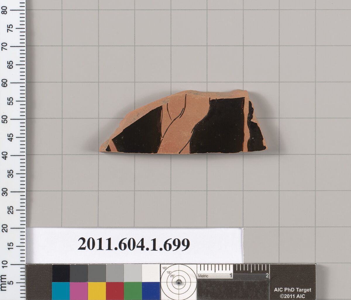 Terracotta fragment of a kylix (drinking cup), Terracotta, Greek, Attic 