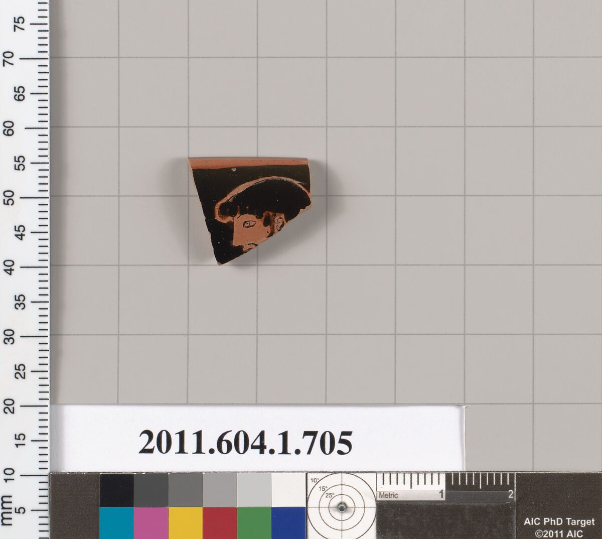 Terracotta rim fragment of a kylix (drinking cup), Terracotta, Greek, Attic 