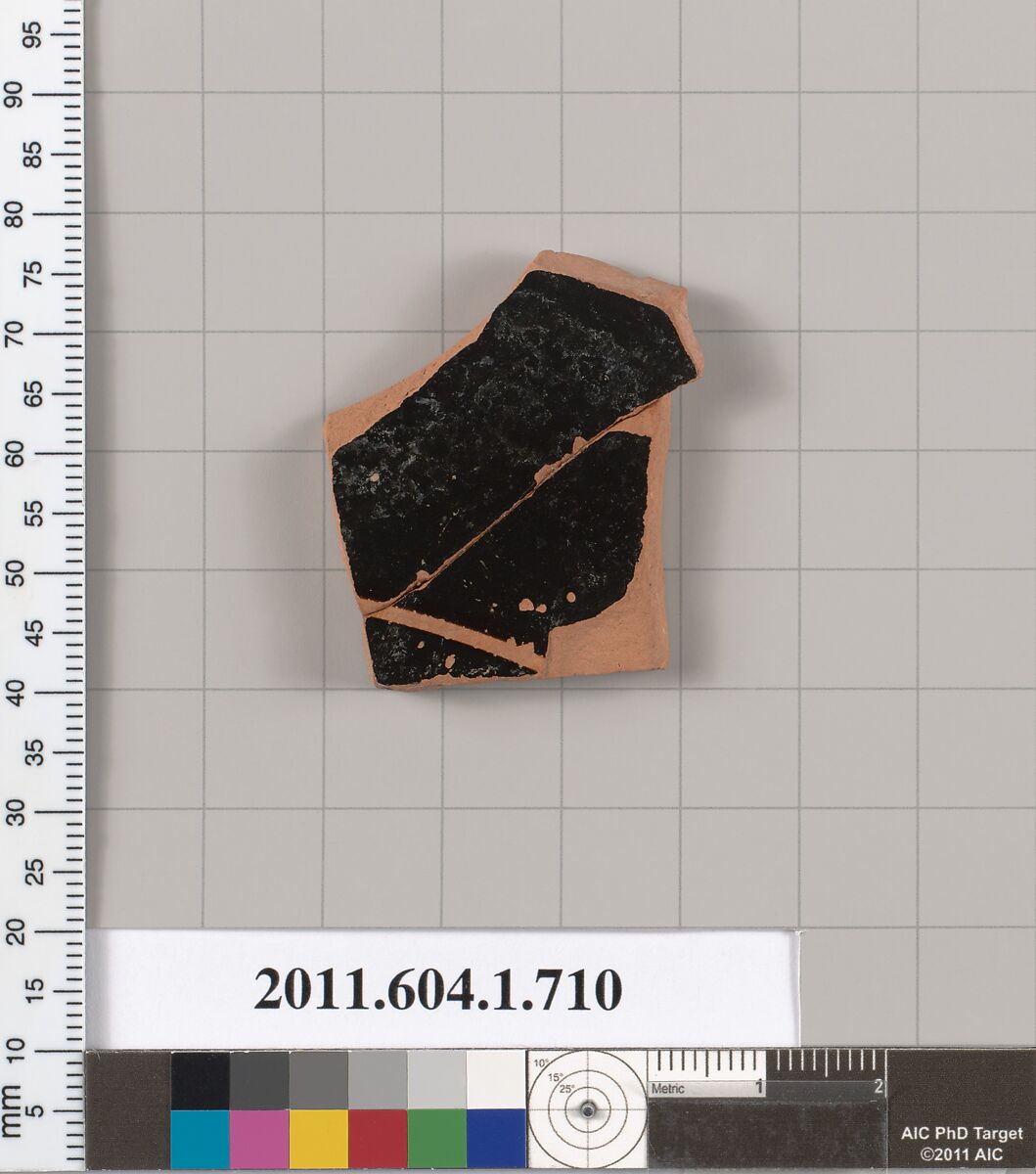 Terracotta fragment of a kylix (drinking cup), Terracotta, Greek, Attic