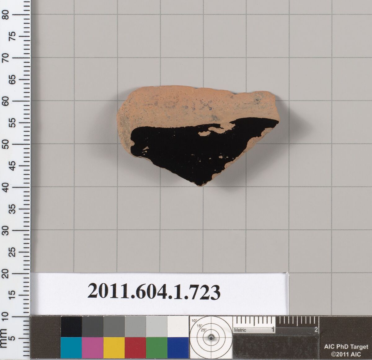 Terracotta fragment of a kylix (drinking cup), Terracotta, Greek, Attic 