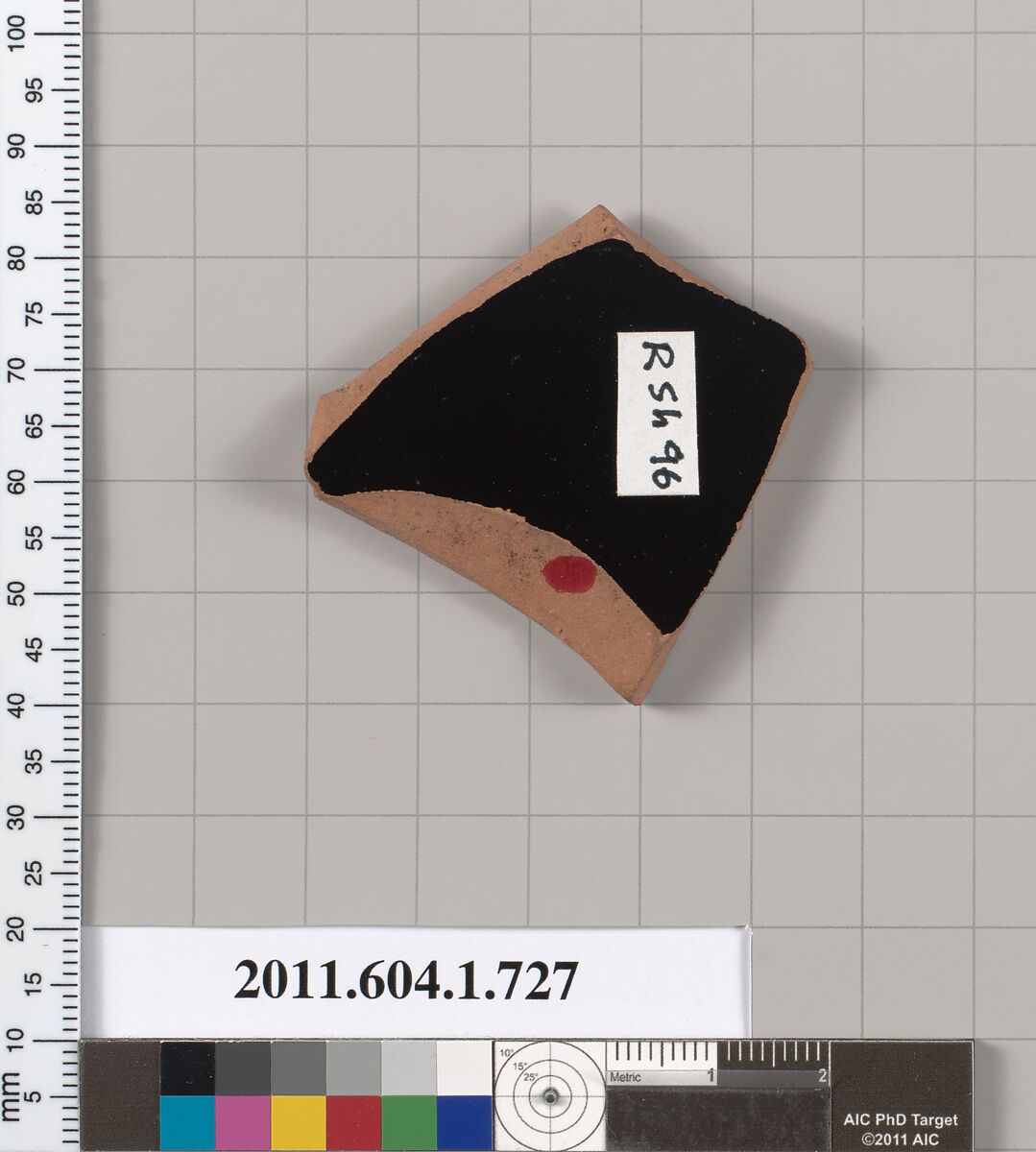 Terracotta fragment of a kylix (drinking cup), Terracotta, Greek, Attic