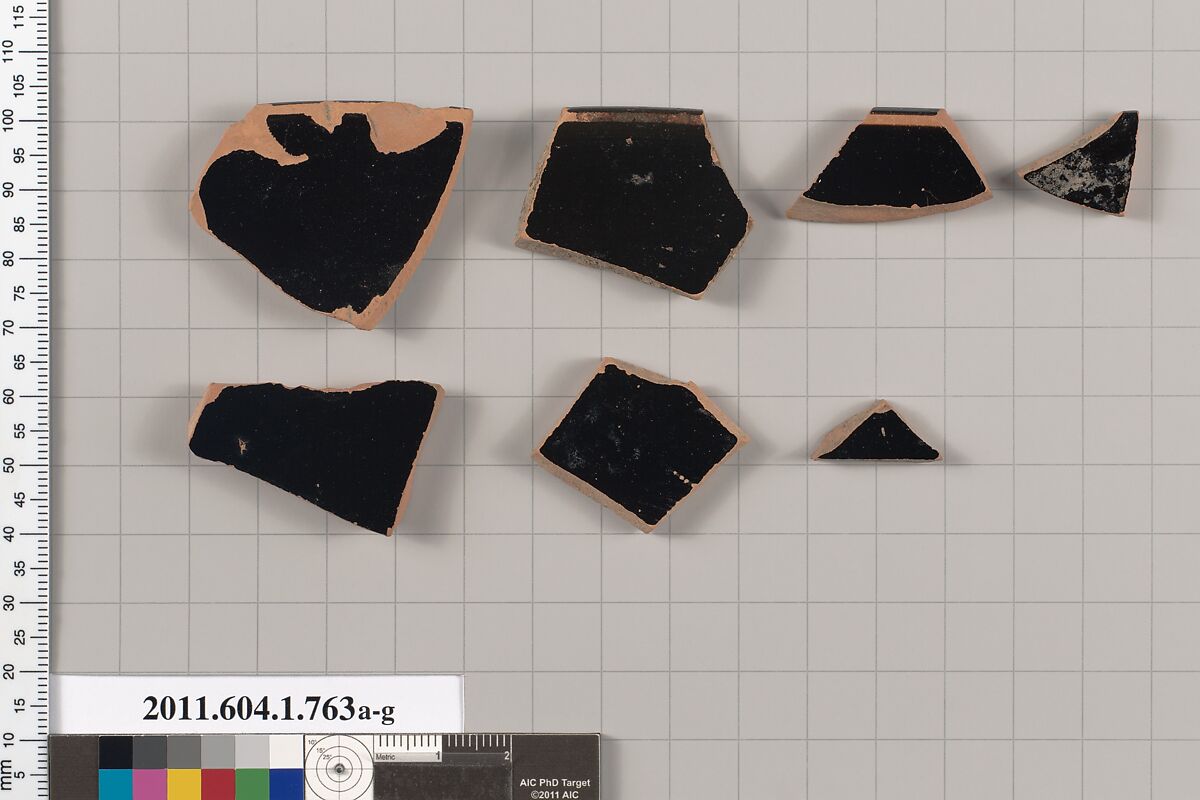 Terracotta rim fragments of kylikes (drinking cups), Terracotta, Greek, Attic