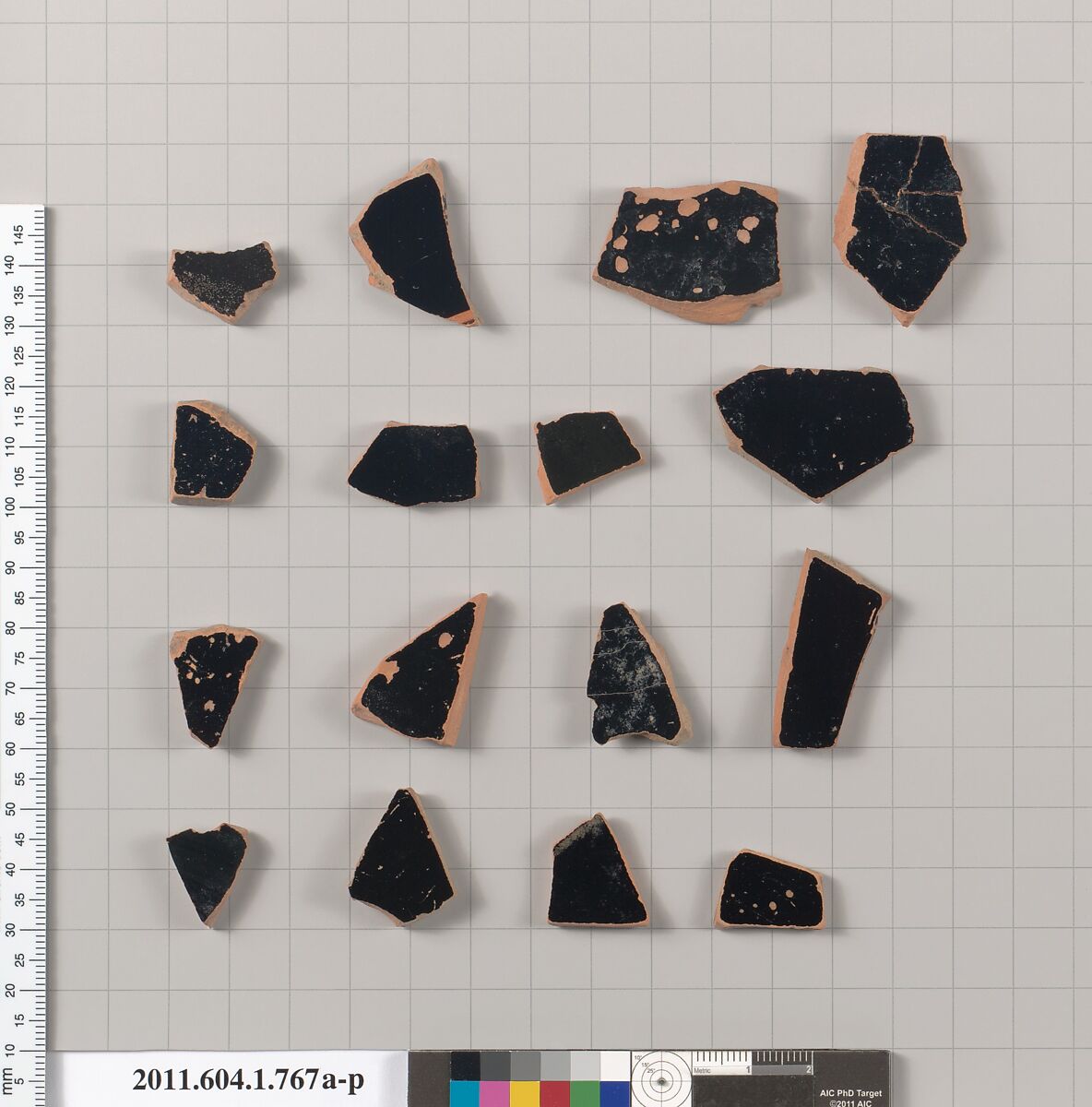 Terracotta fragments of kylikes (drinking cups), Terracotta, Greek, Attic