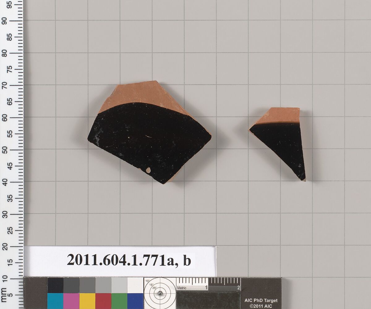 Terracotta fragments of kylikes (drinking cups), Terracotta, Greek, Attic