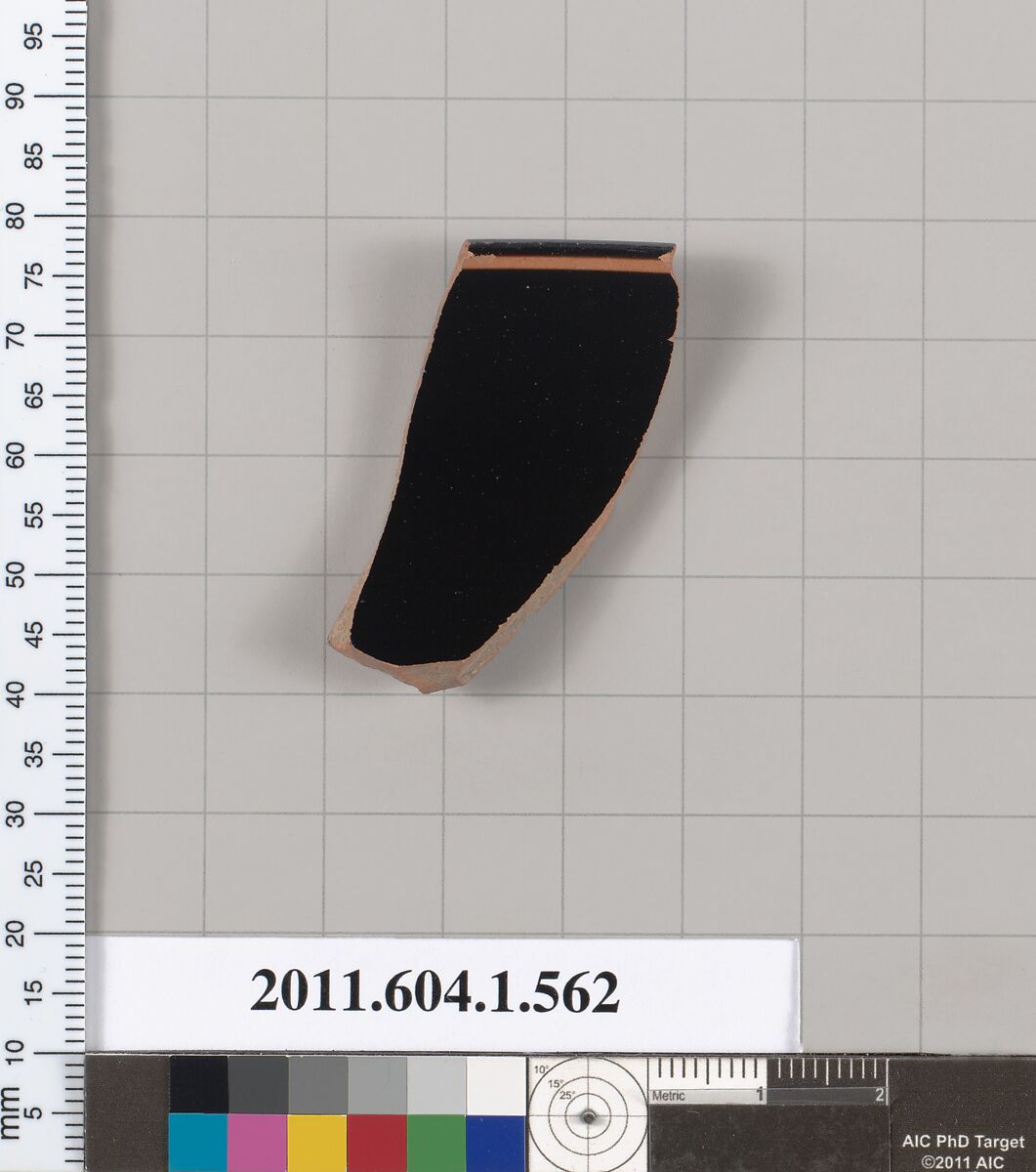 Terracotta rim fragment of a kylix (drinking cup), Terracotta, Greek, Attic