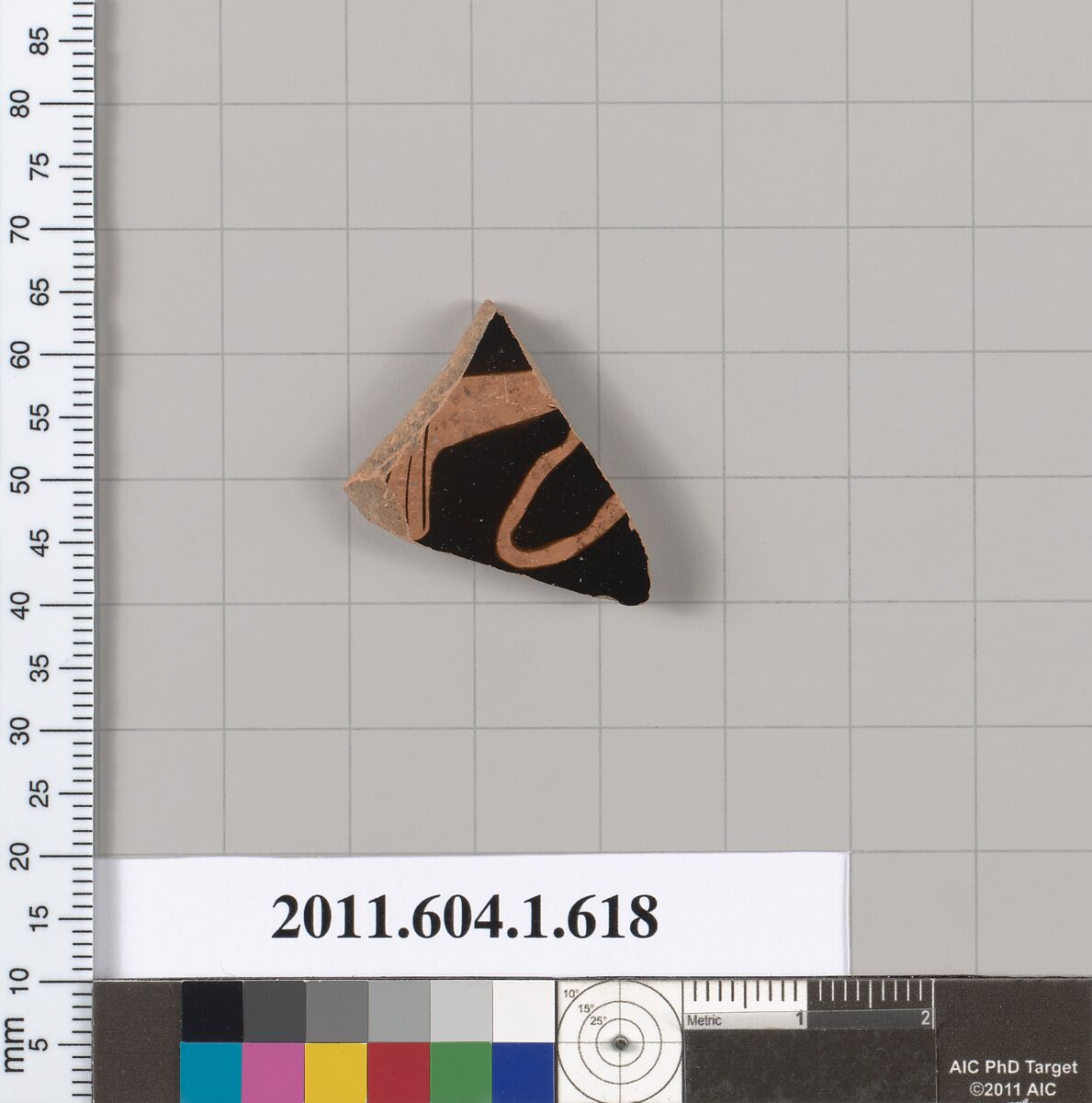 Terracotta fragment of a kylix (drinking cup), Terracotta, Greek, Attic 