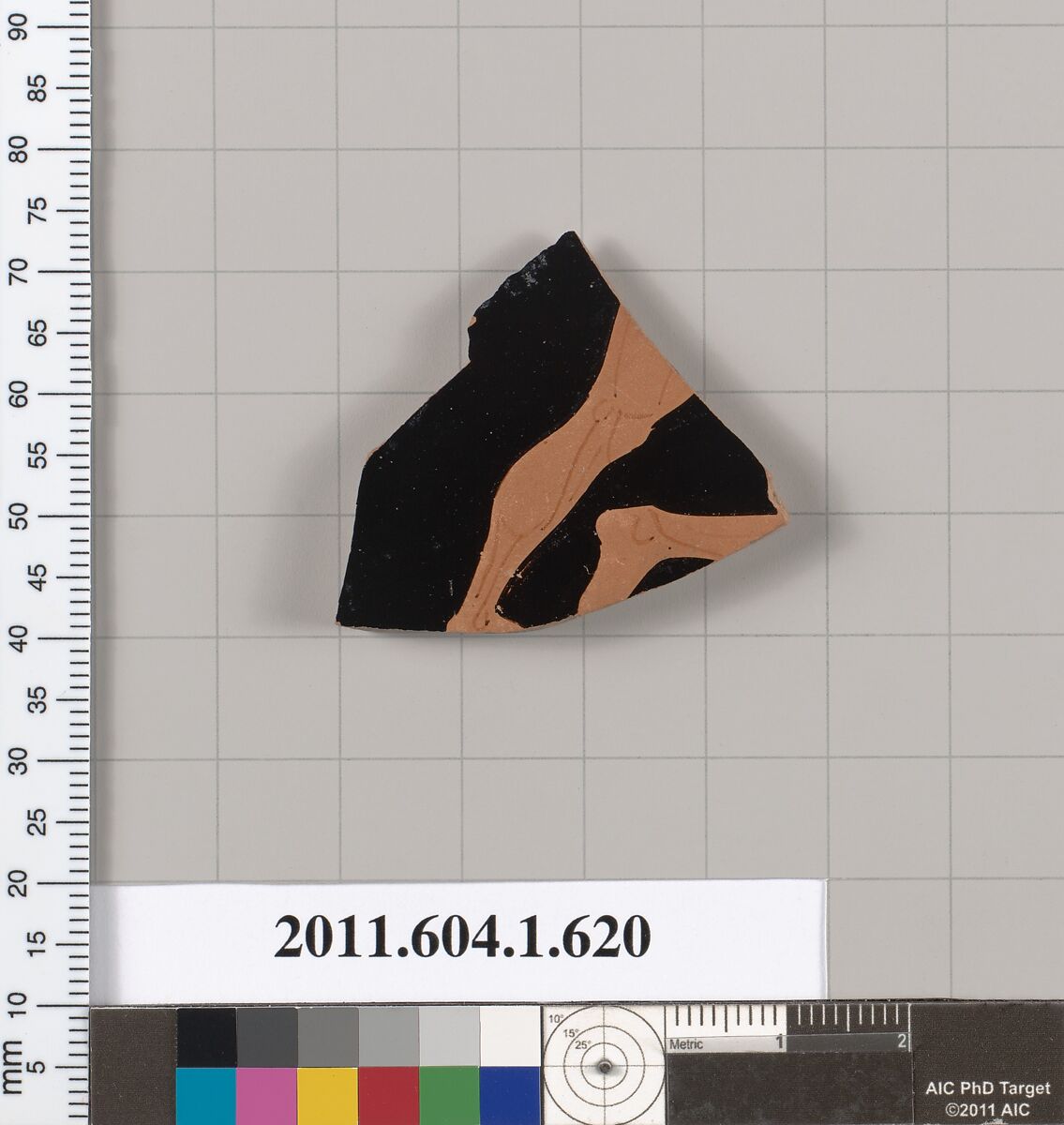 Terracotta fragment of a kylix (drinking cup), Terracotta, Greek, Attic