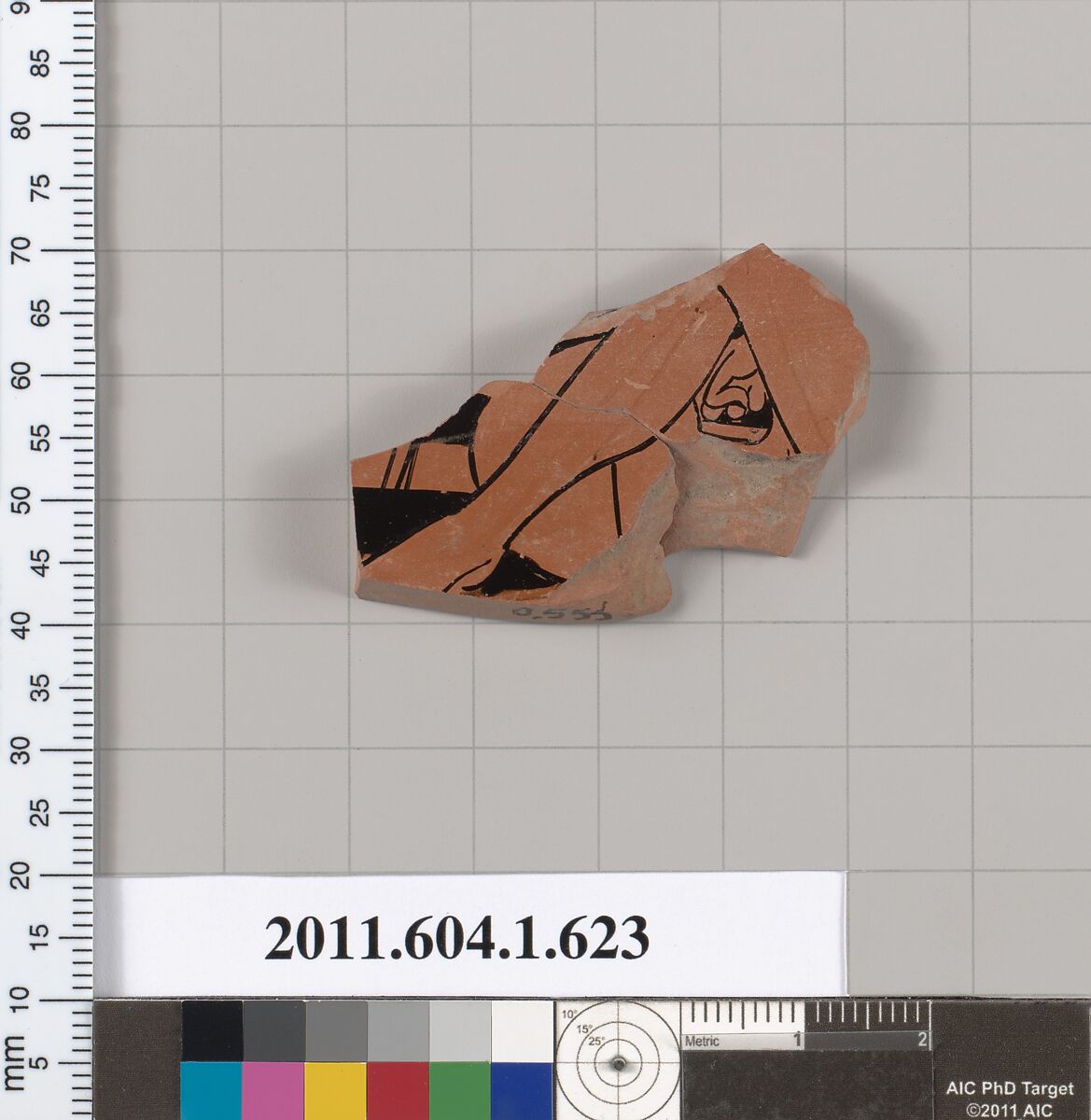 Terracotta fragment of a kylix (drinking cup), Terracotta, Greek, Attic