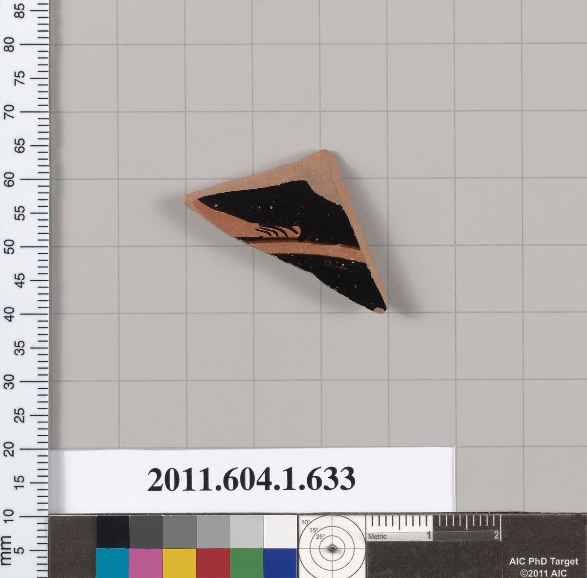 Terracotta fragment of a kylix (drinking cup), Terracotta, Greek, Attic