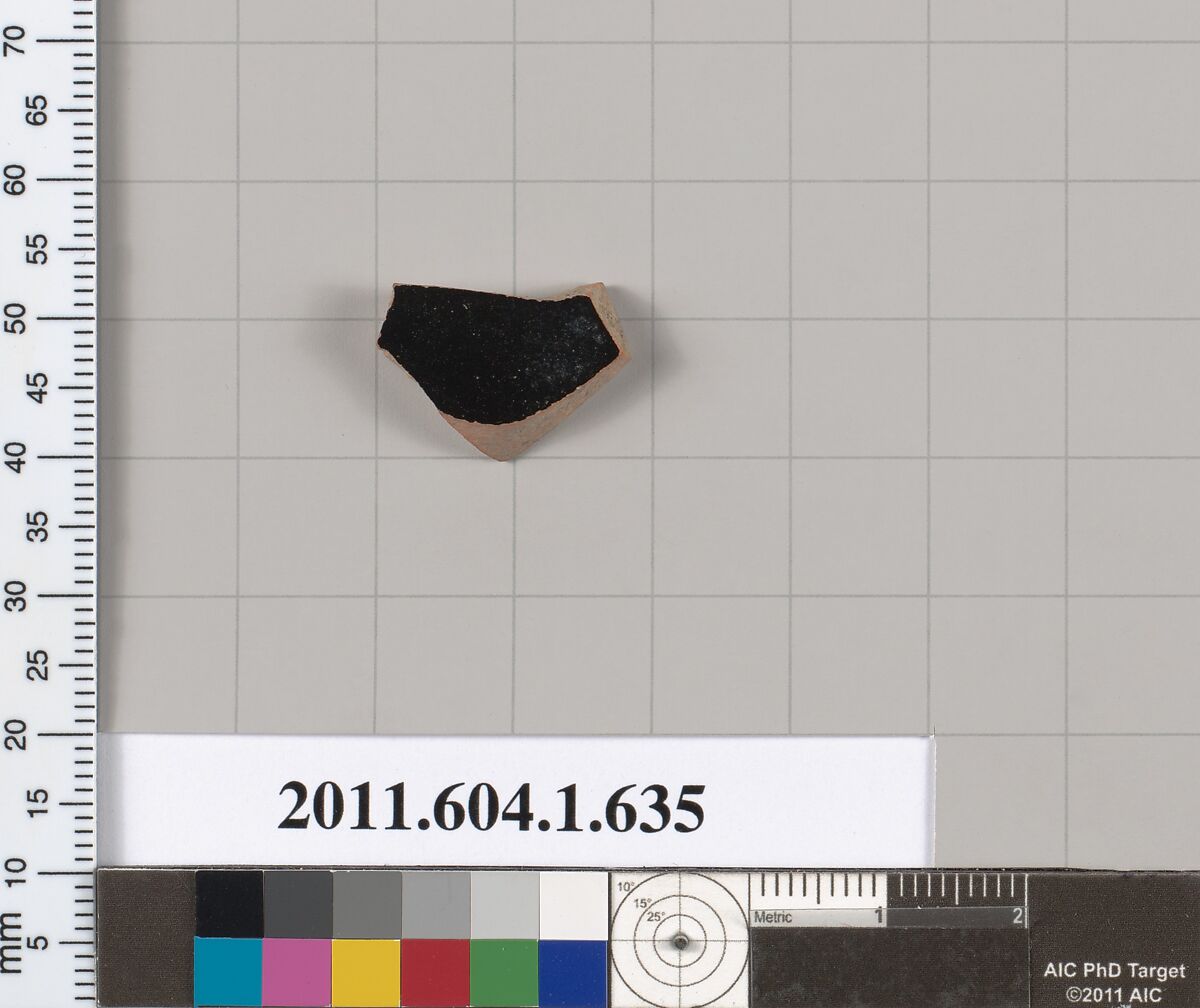 Terracotta fragment of a kylix (drinking cup), Terracotta, Greek, Attic