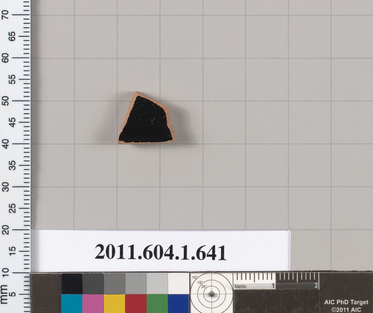 Terracotta fragment of a kylix (drinking cup), Terracotta, Greek, Attic