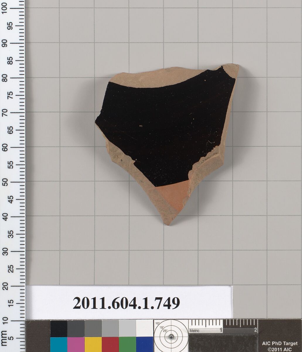 Terracotta fragment of a kylix (drinking cup), Terracotta, Greek, Attic