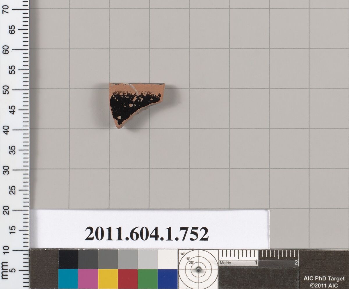 Terracotta rim fragment of a kylix (drinking cup), Terracotta, Greek, Attic