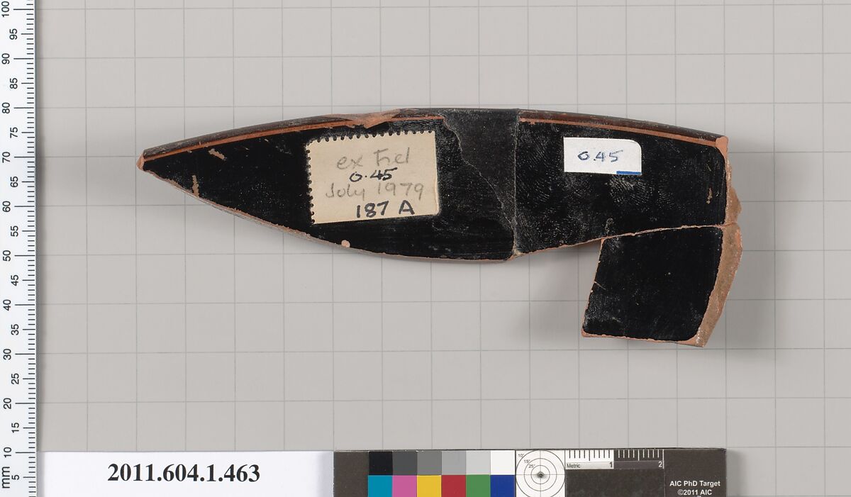 Terracotta rim fragment of a kylix (drinking cup), Attributed to Makron [DvB], Terracotta, Greek, Attic
