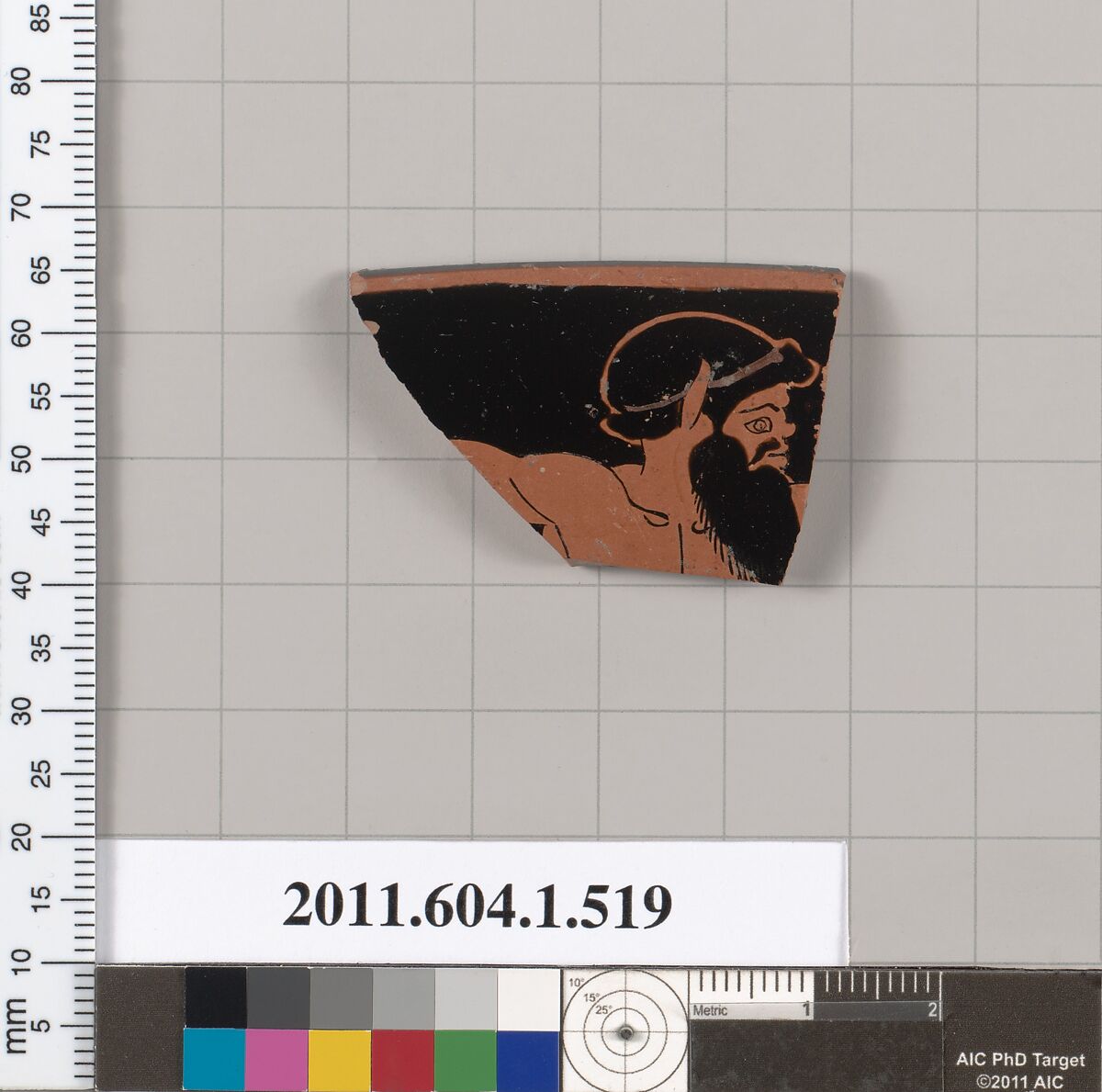 Terracotta rim fragment of a kylix (drinking cup), Attributed to Douris [DvB], Terracotta, Greek, Attic 