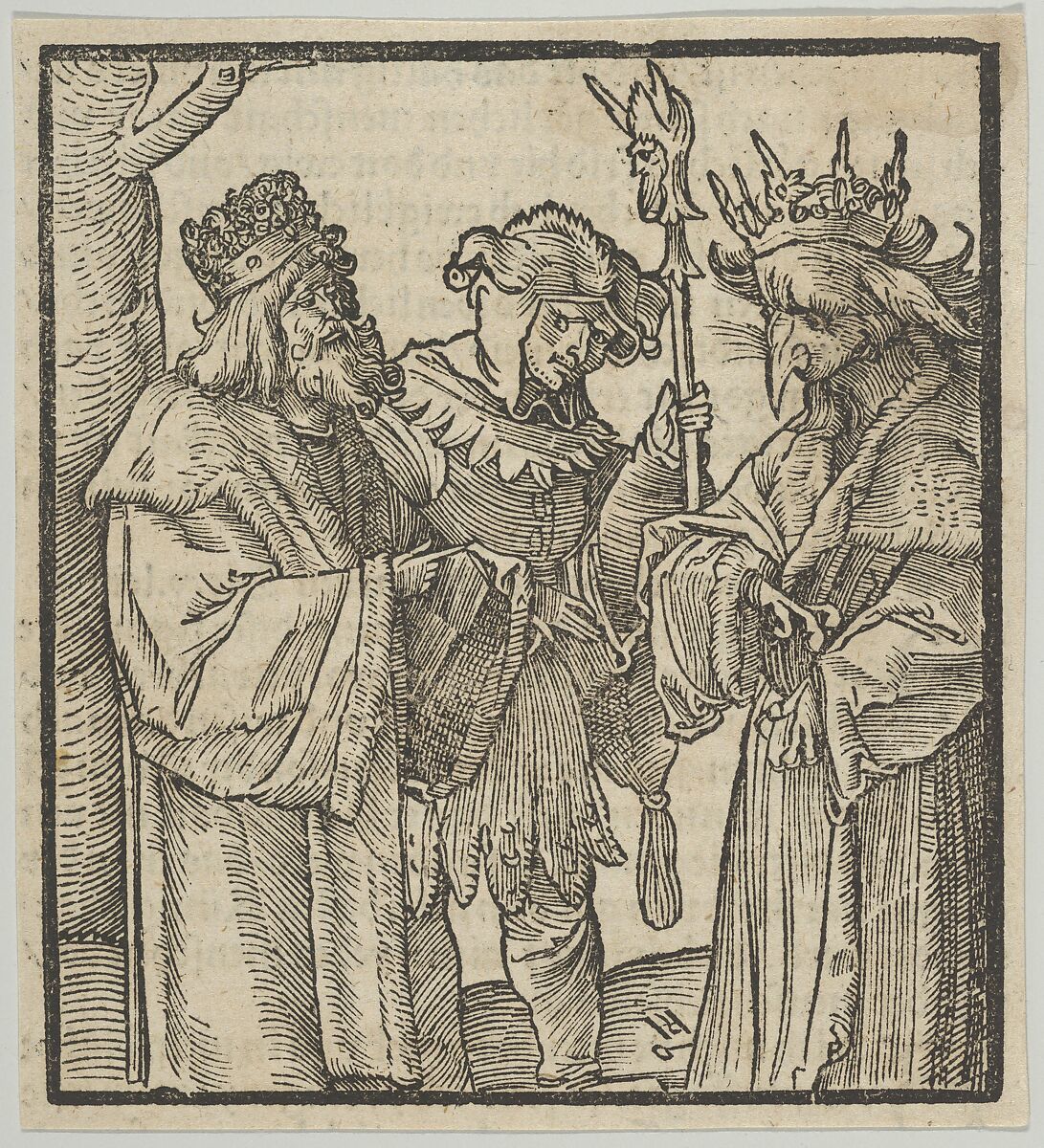 A Fool in the Service of the Devil and a Virtuous Man, from Hymmelwagen auff dem, wer wol lebt..., Hans Schäufelein (German, Nuremberg ca. 1480–ca. 1540 Nördlingen), Woodcut 