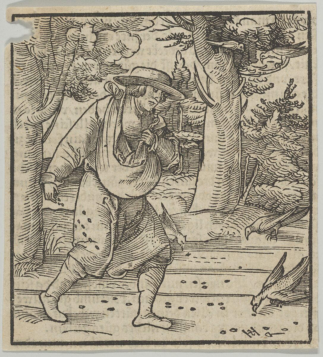 The Birds Eating the Seeds of the Sower, from Hymmelwagen auff dem, wer wol lebt..., Hans Schäufelein (German, Nuremberg ca. 1480–ca. 1540 Nördlingen), Woodcut 