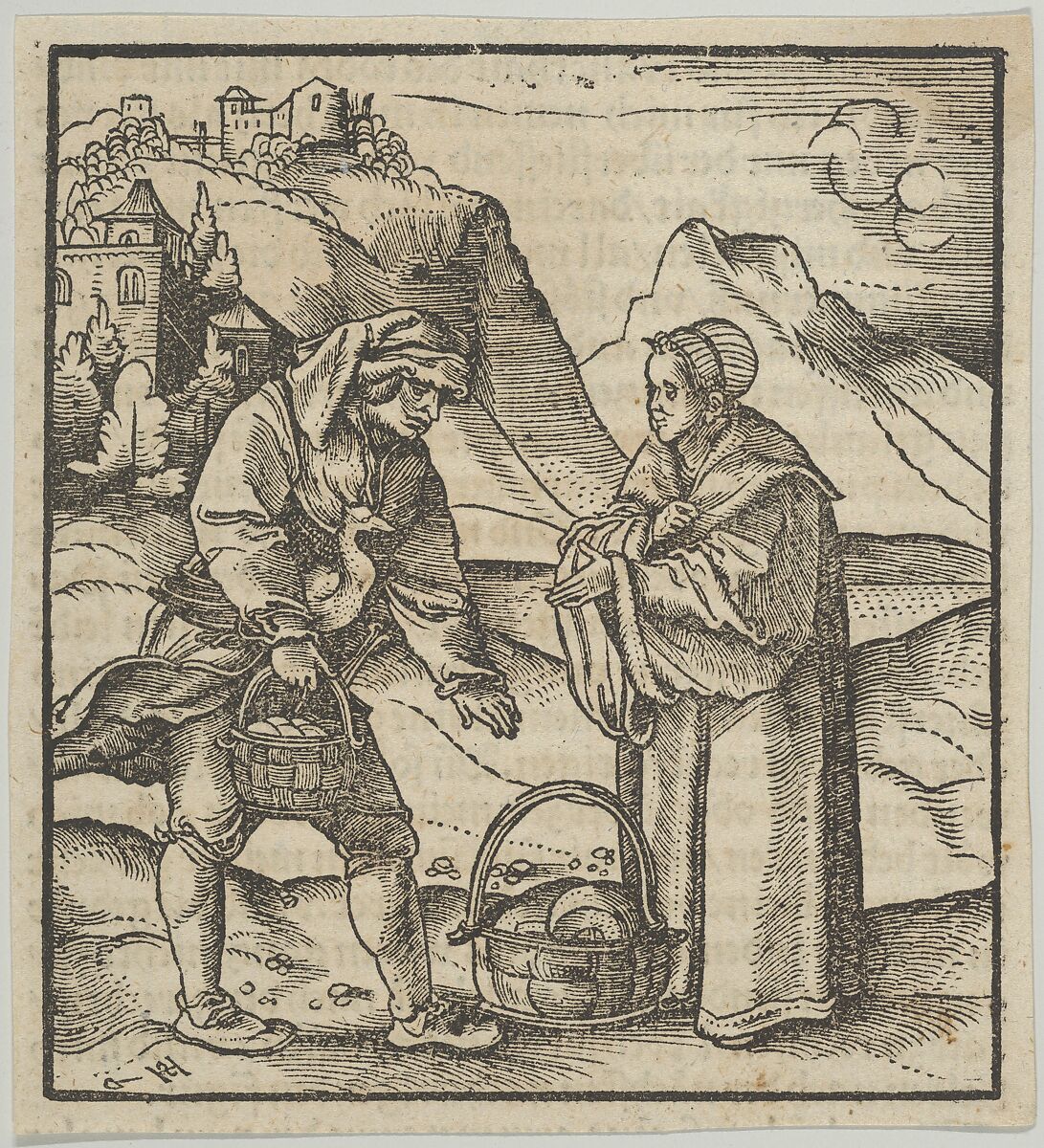 A Farmer and his Patron, from Hymmelwagen auff dem, wer wol lebt..., Hans Schäufelein (German, Nuremberg ca. 1480–ca. 1540 Nördlingen), Woodcut 