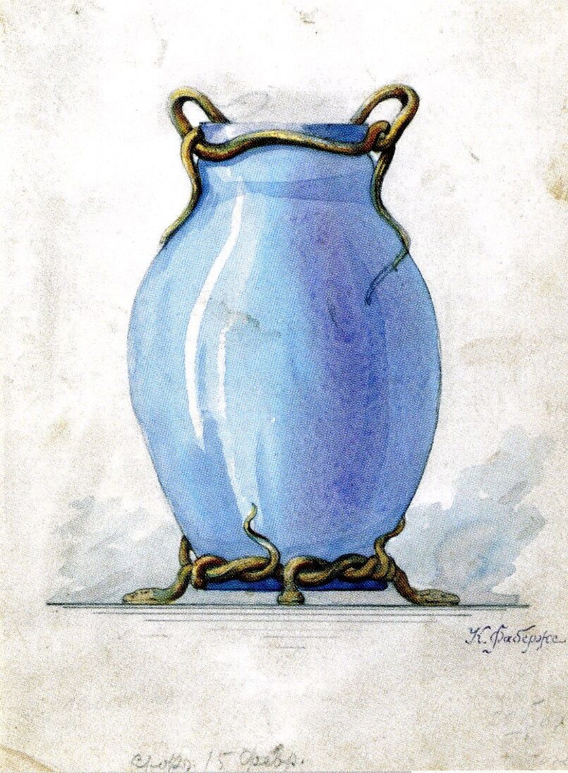 Design drawing, Peter Carl Fabergé (1846–1920), Graphite, watercolor, and gouache on wove paper, Russian