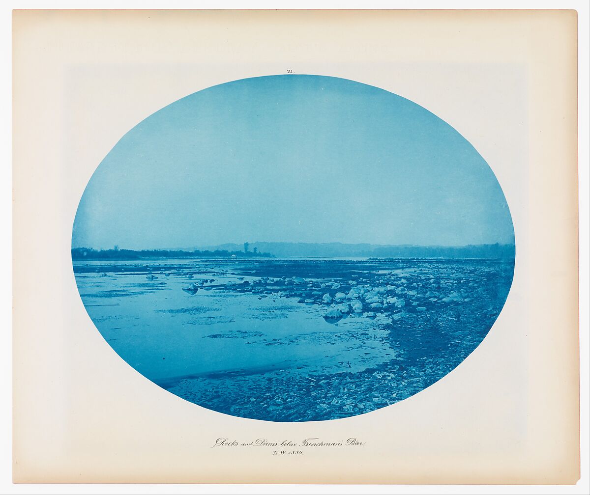 No. 21. Rocks and Dam below Frenchmans Bar (Low Water), Henry P. Bosse  American, born Germany, Cyanotype