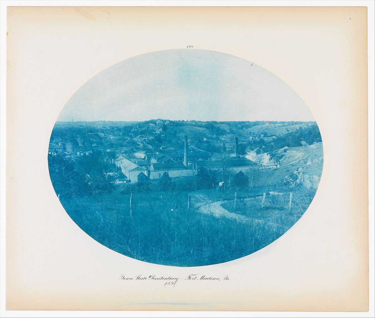 No. 135. Iowa State Penitentiary - Fort Madison, Iowa, Henry P. Bosse (American (born Germany), 1844–1893), Cyanotype 