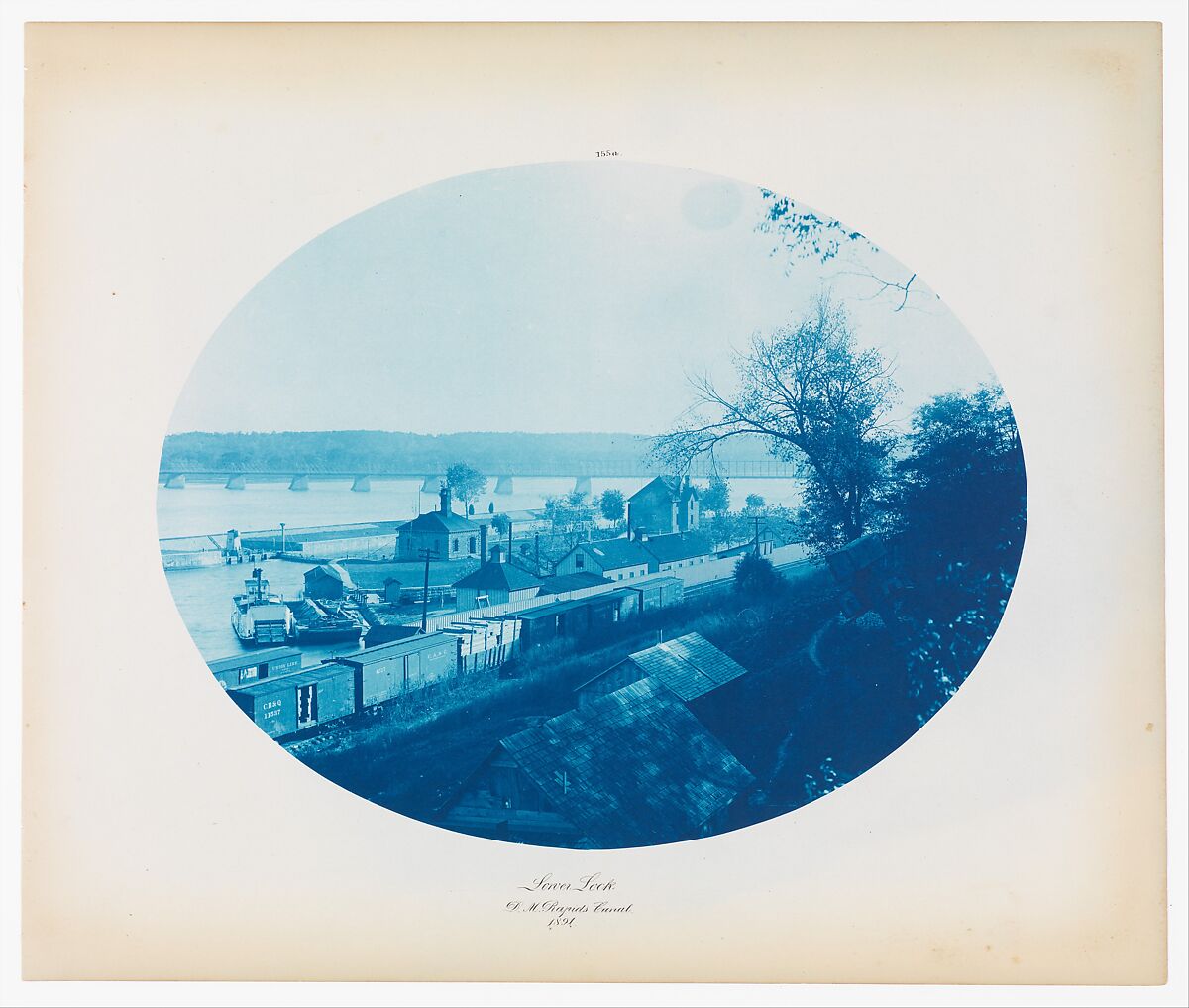 No. 155a. Lower Lock Des Moines Rapids Canal, Henry P. Bosse (American (born Germany), 1844–1893), Cyanotype 