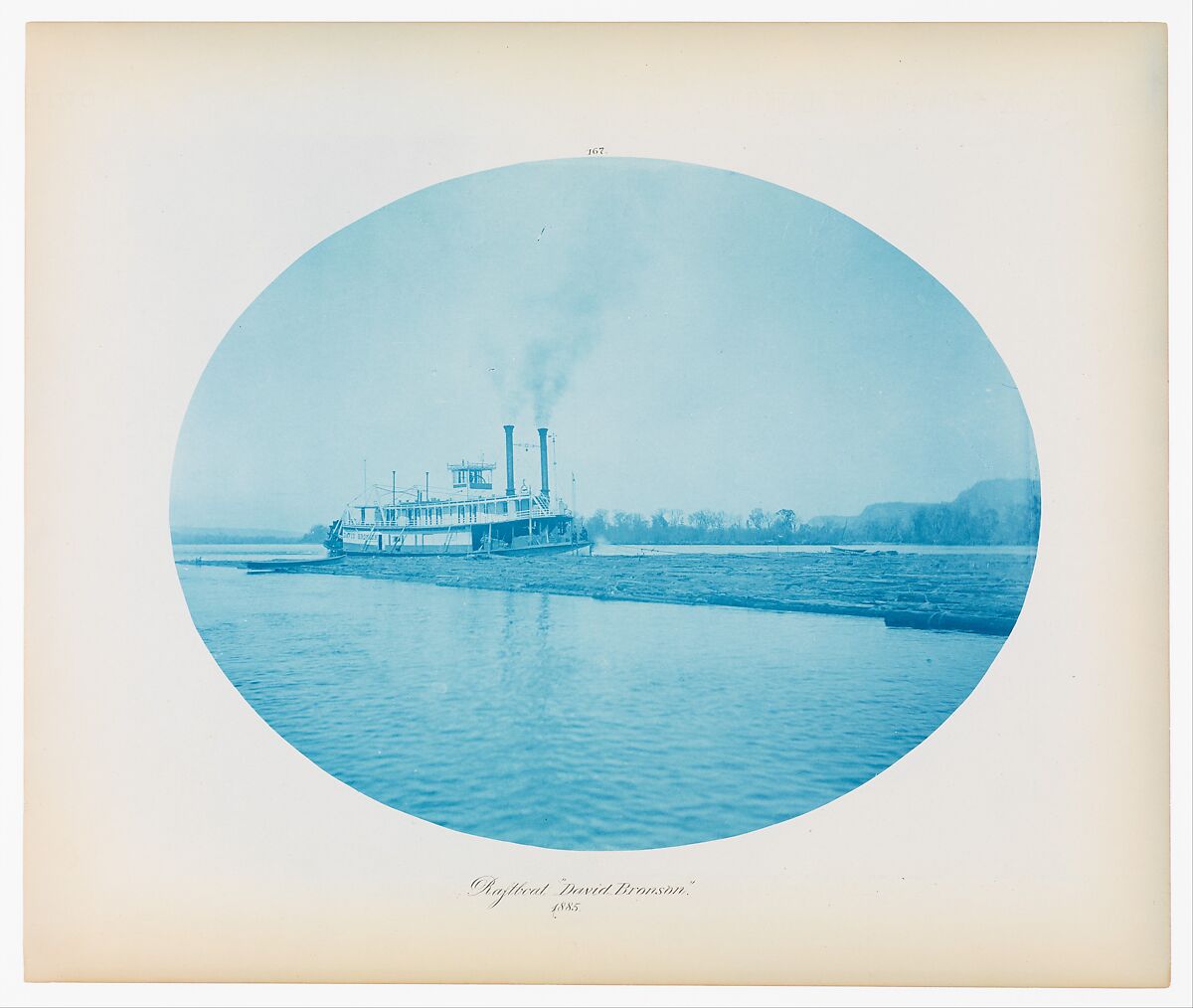 No. 167. Raftboat “David Bronson”, Henry P. Bosse (American (born Germany), 1844–1893), Cyanotype 