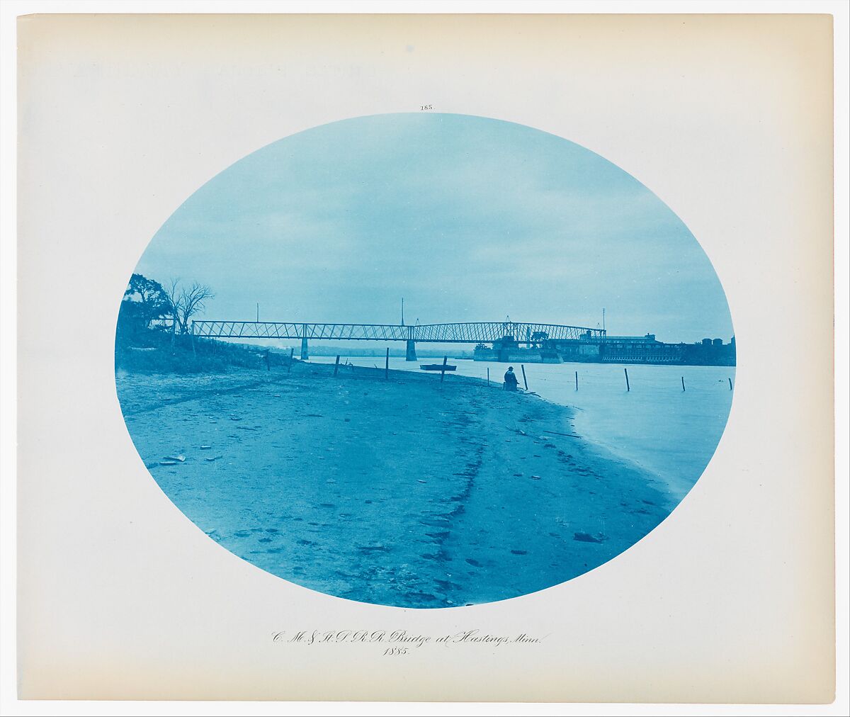 No. 185. Chicago, Milwaukee & St. Paul Rail Road Bridge at Hasting, Minnesota, Henry P. Bosse  American, born Germany, Cyanotype