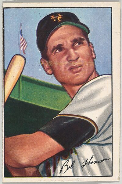 Bobby Thomson, 3rd Base, New York Giants, from Picture Cards, series 6 (R406-6) issued by Bowman Gum, Issued by Bowman Gum Company, Commercial color lithograph 