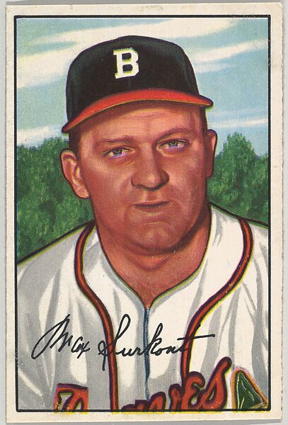 Max Surkont, Pitcher, Boston Braves, from Picture Cards, series 6 (R406-6) issued by Bowman Gum, Issued by Bowman Gum Company, Commercial color lithograph 
