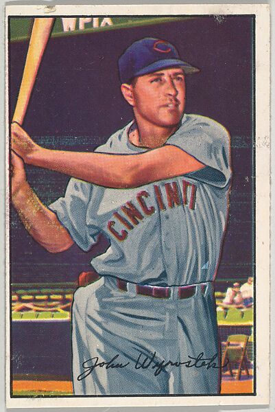 Johnny Wyrostek, Outfield, Cincinnati Reds, from Picture Cards, series 6 (R406-6) issued by Bowman Gum, Issued by Bowman Gum Company, Commercial color lithograph 