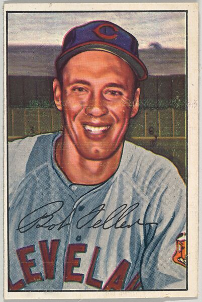 Bob Feller, Pitcher, Cleveland Indians, from Picture Cards, series 6 (R406-6) issued by Bowman Gum, Issued by Bowman Gum Company, Commercial color lithograph 