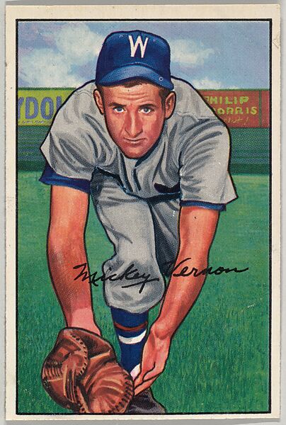 Mickey Vernon, 1st Base, Washington Senators, from Picture Cards, series 6 (R406-6) issued by Bowman Gum, Issued by Bowman Gum Company, Commercial color lithograph 