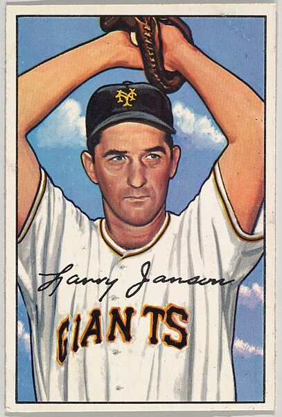Larry Jansen, Pitcher, New York Giants, from Picture Cards, series 6 (R406-6) issued by Bowman Gum, Issued by Bowman Gum Company, Commercial color lithograph 