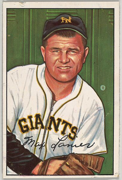 Max Lanier, Pitcher, New York Giants, from Picture Cards, series 6 (R406-6) issued by Bowman Gum, Issued by Bowman Gum Company, Commercial color lithograph 