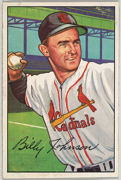 Issued by Bowman Gum Company | Billy Johnson, 3rd Base, St. Louis ...