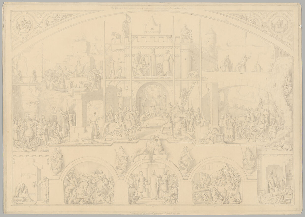 Preparatory Drawing for a Print Series on the History of Germany (Die Geschichte des deutschen Volkes in fünfzehn Bildern), Carl Heinrich Hermann (German, Dresden 1802–1880 Berlin), Pen and black ink 