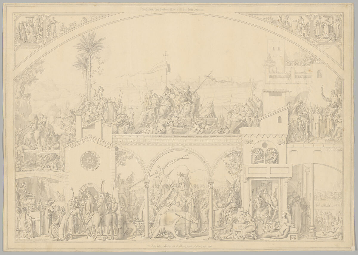 Preparatory Drawing for a Print Series on the History of Germany (Die Geschichte des deutschen Volkes in fünfzehn Bildern), Carl Heinrich Hermann (German, Dresden 1802–1880 Berlin), Pen and black ink 