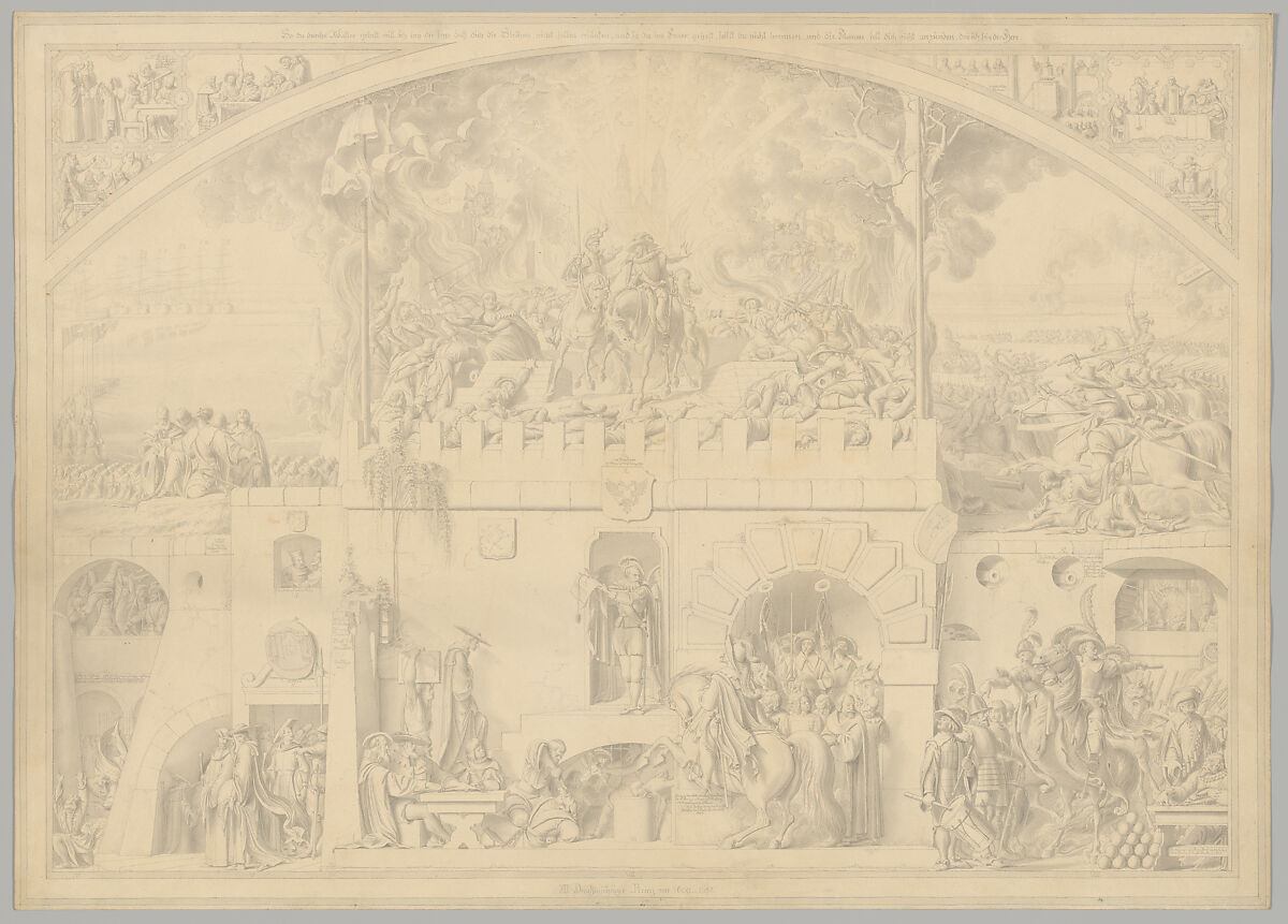 Preparatory Drawing for a Print Series on the History of Germany (Die Geschichte des deutschen Volkes in fünfzehn Bildern), Carl Heinrich Hermann (German, Dresden 1802–1880 Berlin), Pen and black ink 