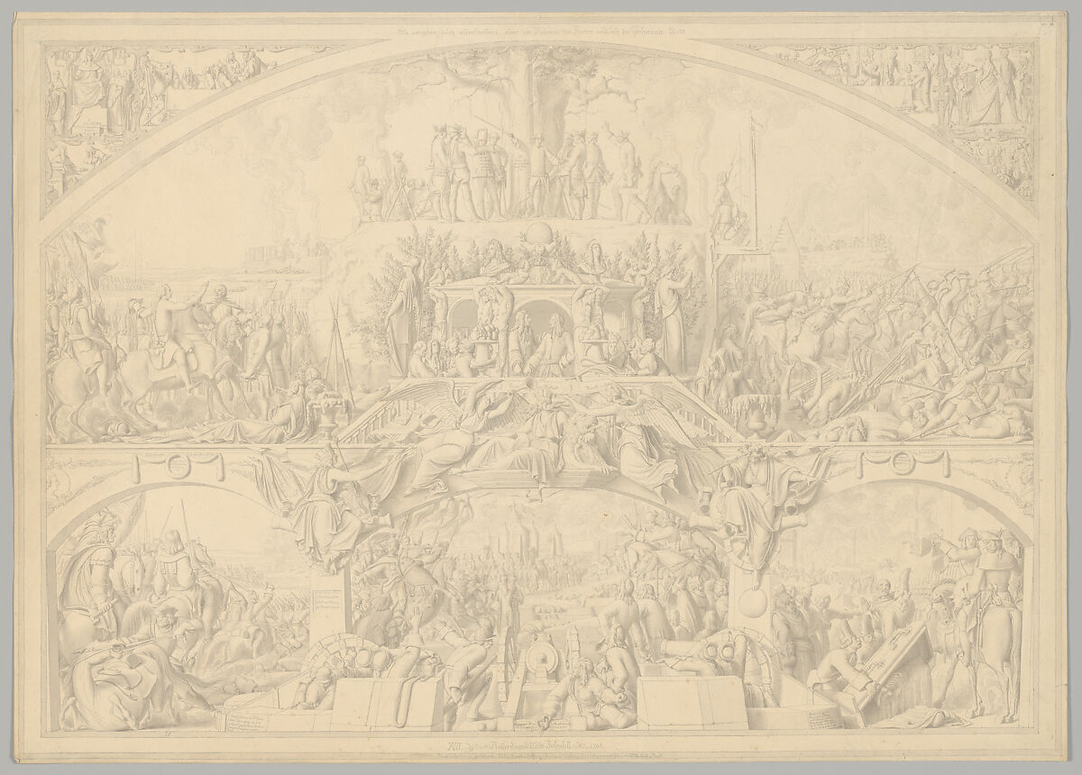 Preparatory Drawing for a Print Series on the History of Germany (Die Geschichte des deutschen Volkes in fünfzehn Bildern), Carl Heinrich Hermann (German, Dresden 1802–1880 Berlin), Pen and black ink 