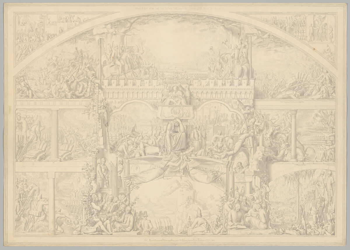 Preparatory Drawing for a Print Series on the History of Germany (Die Geschichte des deutschen Volkes in fünfzehn Bildern), Carl Heinrich Hermann (German, Dresden 1802–1880 Berlin), Pen and black ink 