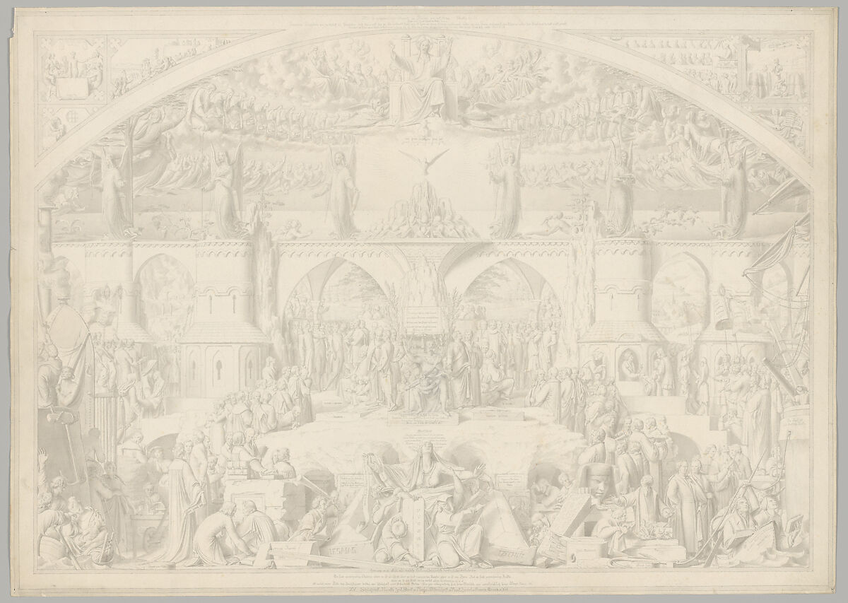 Preparatory Drawing for a Print Series on the History of Germany (Die Geschichte des deutschen Volkes in fünfzehn Bildern), Carl Heinrich Hermann (German, Dresden 1802–1880 Berlin), Pen and black ink 