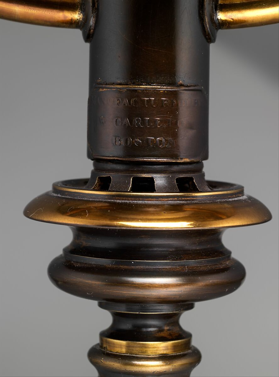 Sinumbra lamp, William Carleton (1797–1876), Patinated brass, steel, and glass, American