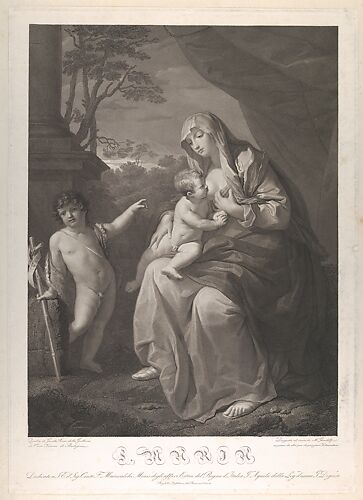 The Virgin suckling the infant Christ, the young Saint John the Baptist standing at left, after Reni